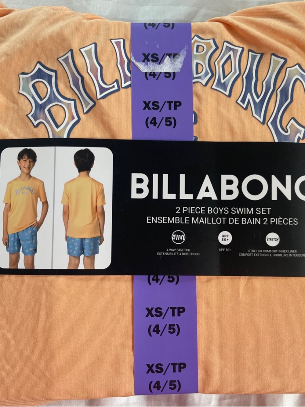 Billabong Peach Orange Boys 2-Piece Swim Set